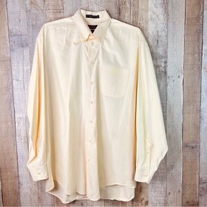 Nautica Size 17-34/35 100% Cotton 80’s 2Ply Yellow Button Front L/S Butt…